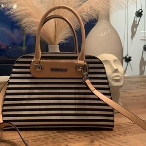Charles Jourdan Wanda 3 Leather handbag. Black and White Stripe. Brand new.